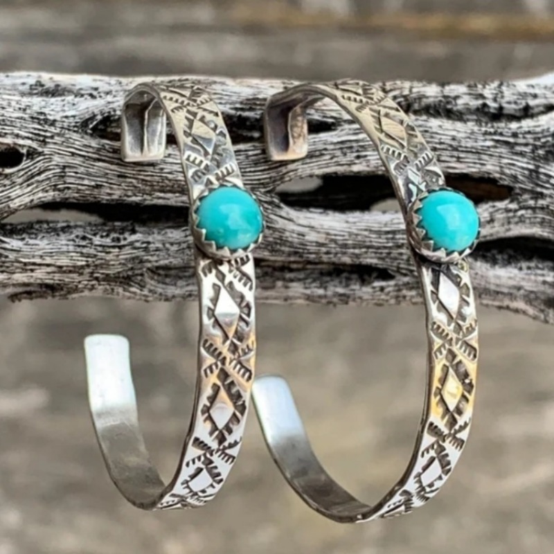 Ethnic Fashion Wear For Women - Ethnic Silver Color Blue Stone Dangle