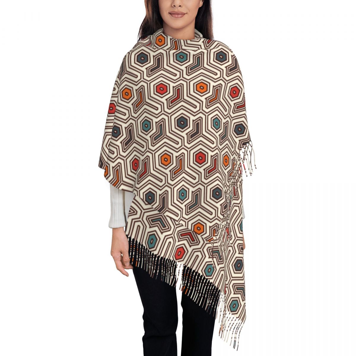 African Ankara Print - Custom Print Ethnic Geometric Pattern Scarf