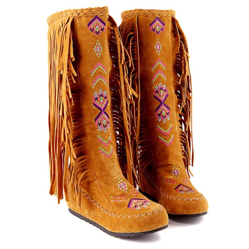 Tassel Boots Handmade Embroide - Ethnic Fashion In 评论和价格
