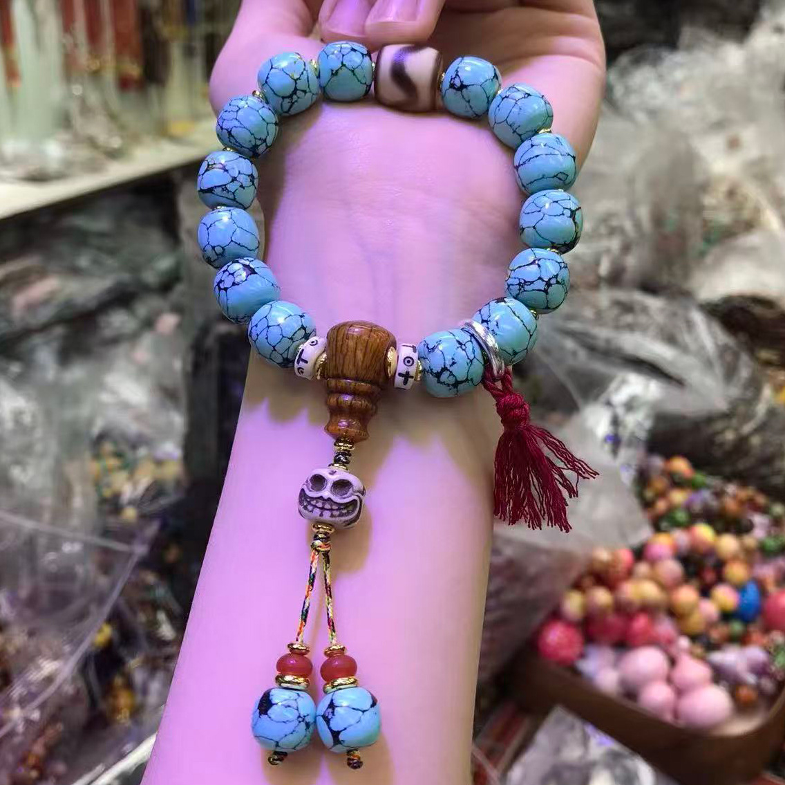 Web-patterned Turquoise Bracel - Ethnic Fashion Way 评论和价格