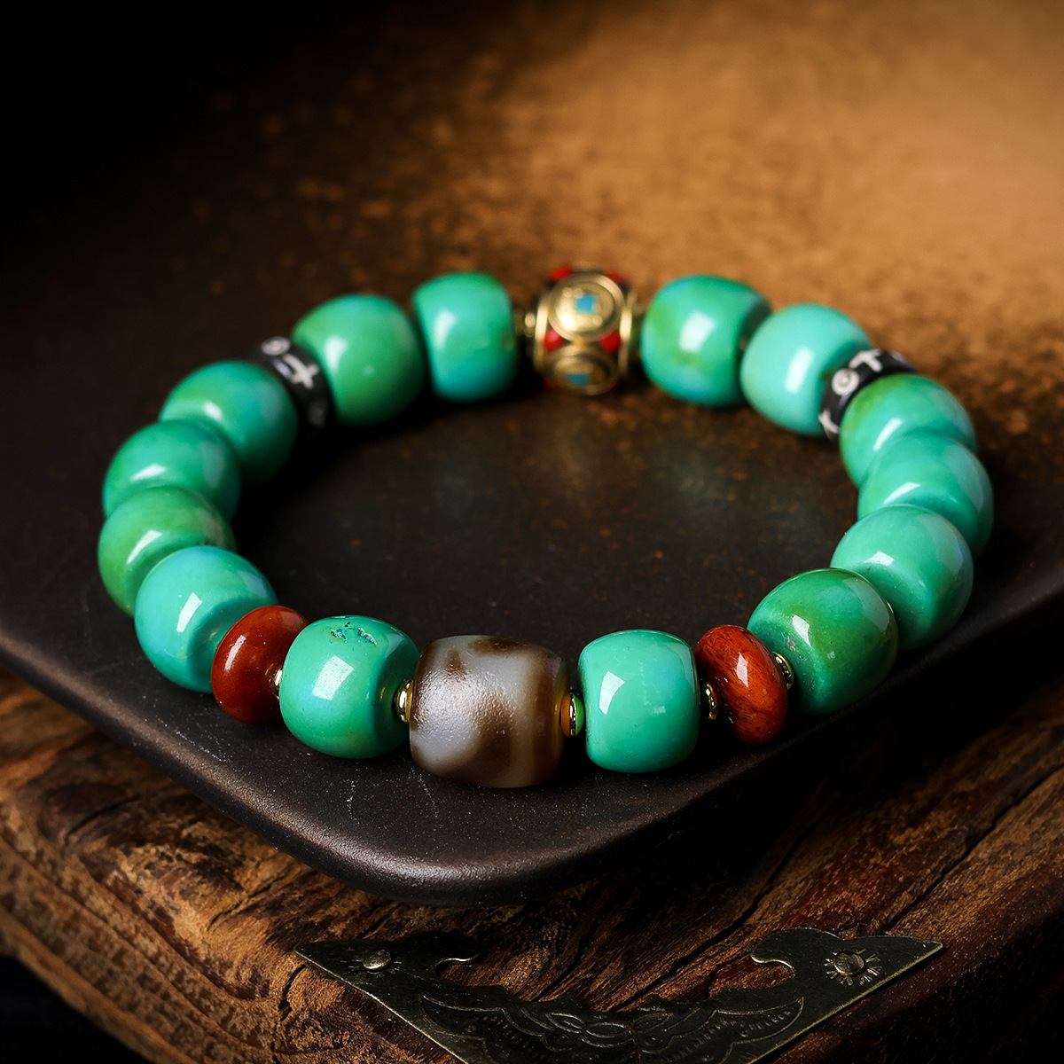 Web-patterned Turquoise Bracel - Ethnic Fashion Way 评论和价格